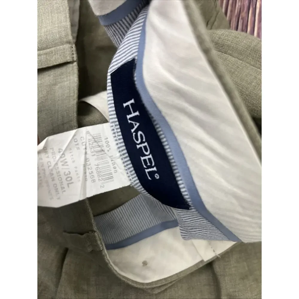 Haspel 100% Linen Chino Pants Mens Size 40x30 (Actual 39x29)